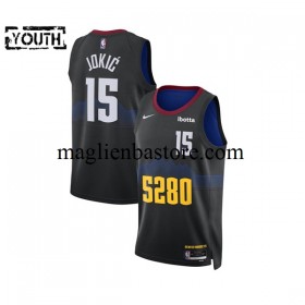 Maglia NBA Denver Nuggets Nikola Jokic 15 2023-2024 Nike City Edition Nero Swingman - Bambino